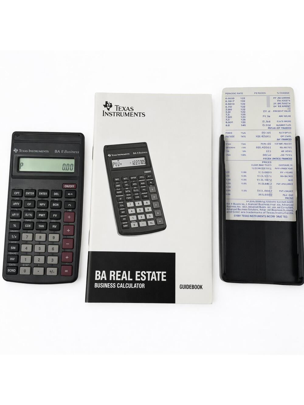 Vintage Texas Instruments BA Real Estate Calculator w Case Manual Tested